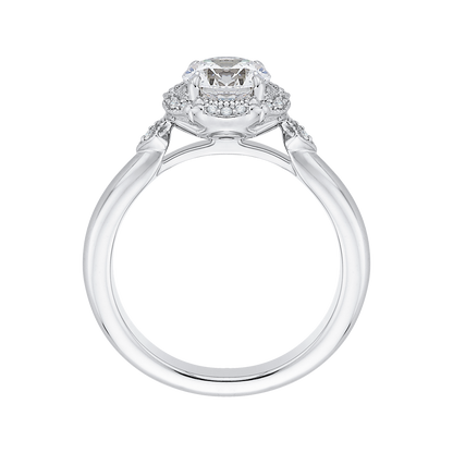 Round Diamond Cathedral Style Engagement Ring in 14K White Gold (Semi-Mount)