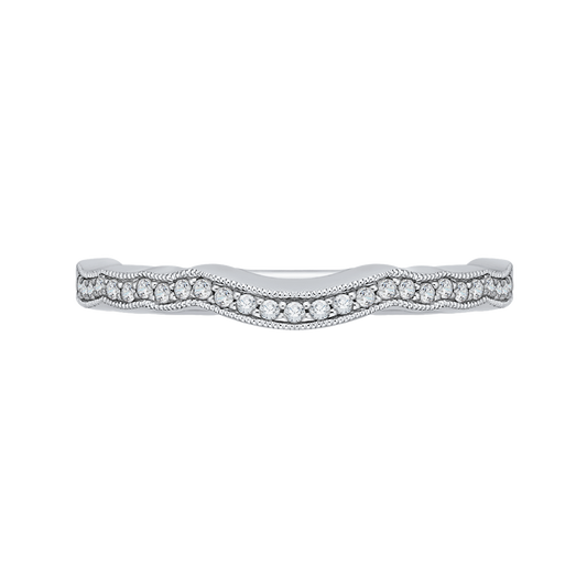 Round Diamond Half-Eternity Wedding Band in 14K White Gold
