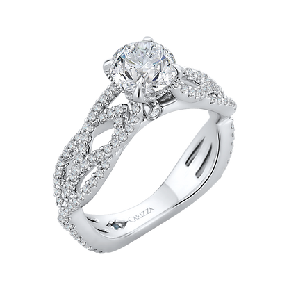 Split Shank Round Diamond Engagement Ring in 14K White Gold (Semi-Mount)