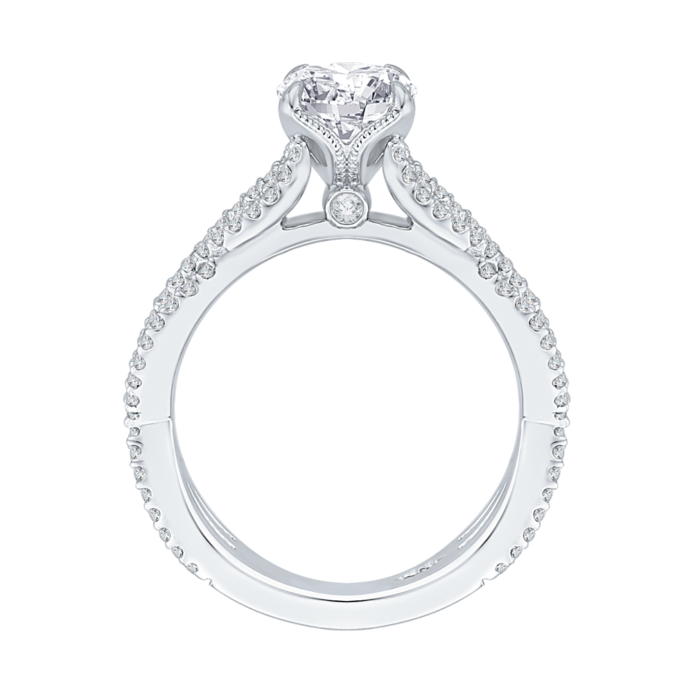 Split Shank Round Diamond Engagement Ring in 14K White Gold (Semi-Mount)