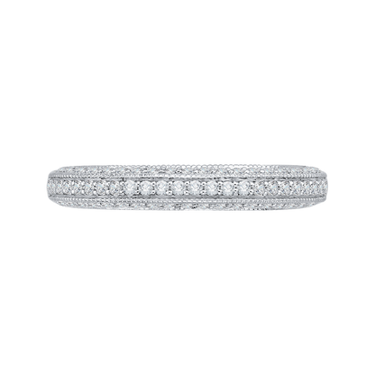 Round Diamond Half-Eternity Wedding Band in 14K White Gold