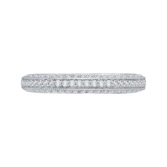 Round Diamond Half-Eternity Wedding Band in 14K White Gold
