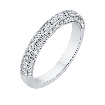 Round Diamond Half-Eternity Wedding Band in 14K White Gold