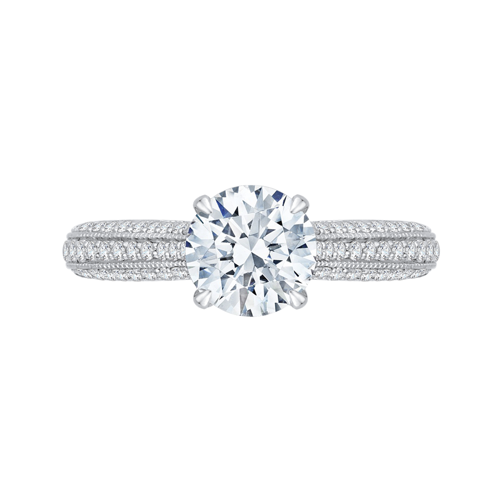 Round Diamond Cathedral Style Engagement Ring in 14K White Gold (Semi-Mount)