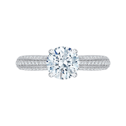 Round Diamond Cathedral Style Engagement Ring in 14K White Gold (Semi-Mount)