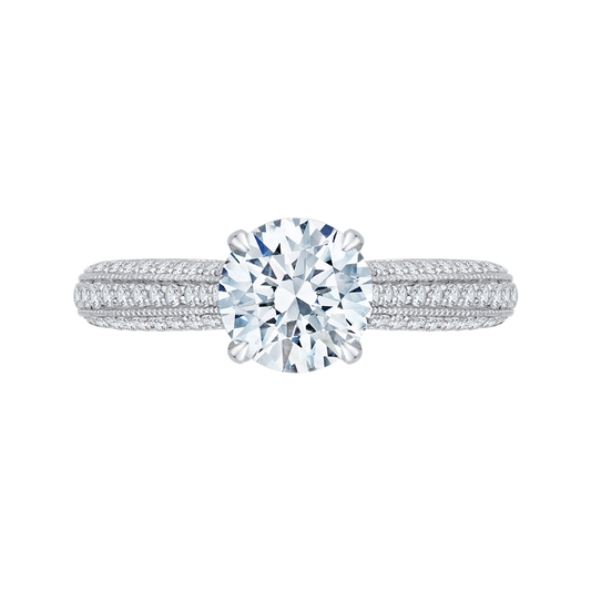 Round Diamond Cathedral Style Engagement Ring in 14K White Gold (Semi-Mount)