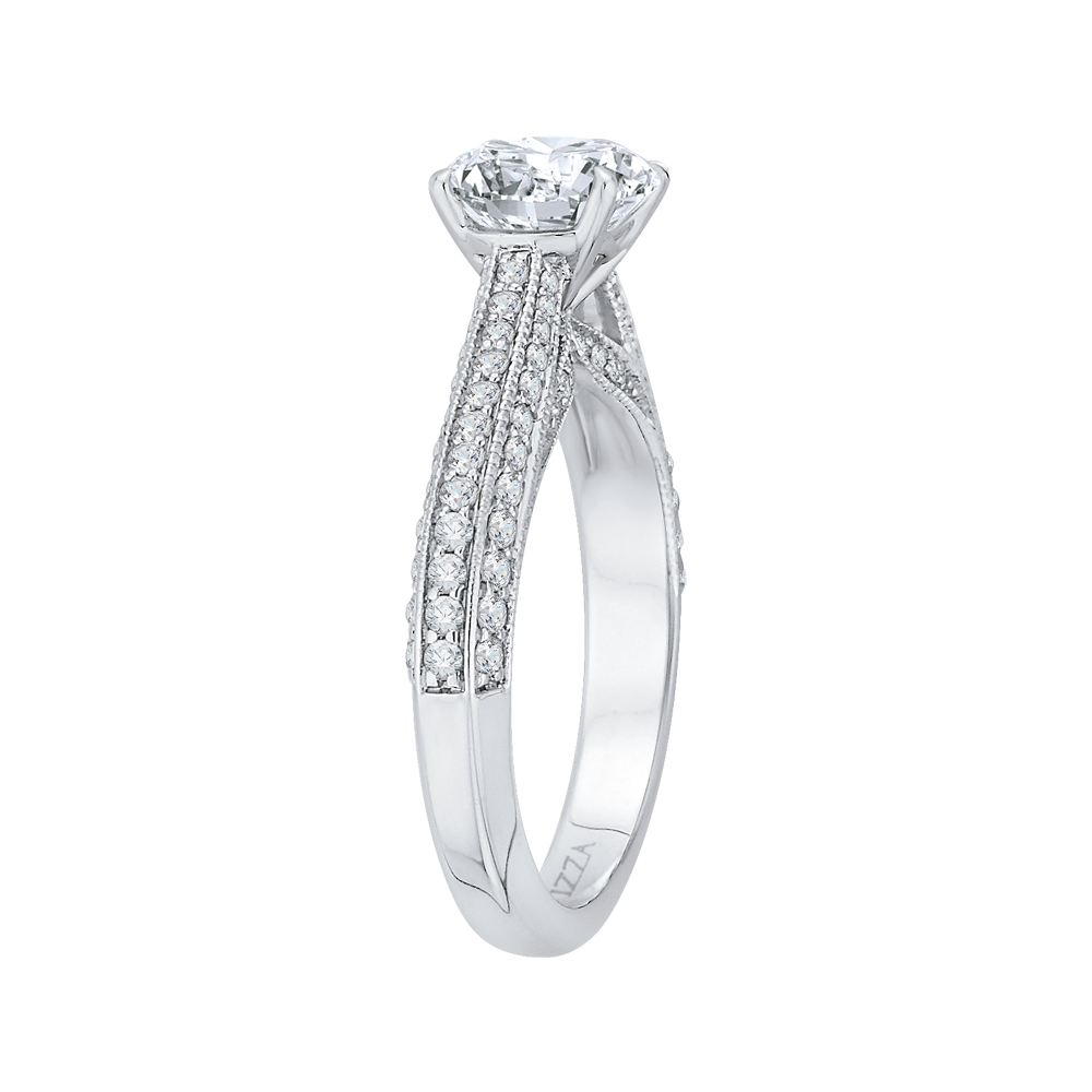 Round Diamond Cathedral Style Engagement Ring in 14K White Gold (Semi-Mount)