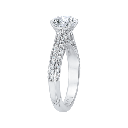 Round Diamond Cathedral Style Engagement Ring in 14K White Gold (Semi-Mount)