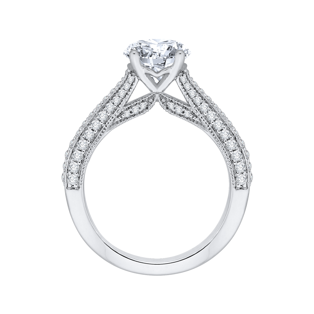 Round Diamond Cathedral Style Engagement Ring in 14K White Gold (Semi-Mount)