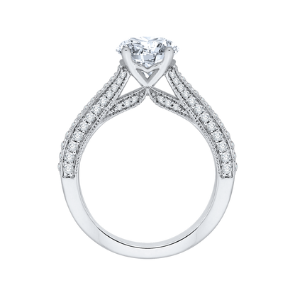 Round Diamond Cathedral Style Engagement Ring in 14K White Gold (Semi-Mount)