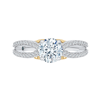 Split Shank Round Diamond Engagement Ring in 14K Two Tone Gold (Semi-Mount)