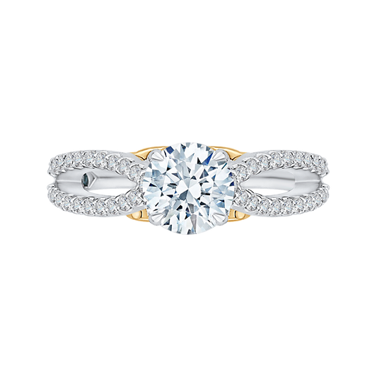 Split Shank Round Diamond Engagement Ring in 14K Two Tone Gold (Semi-Mount)