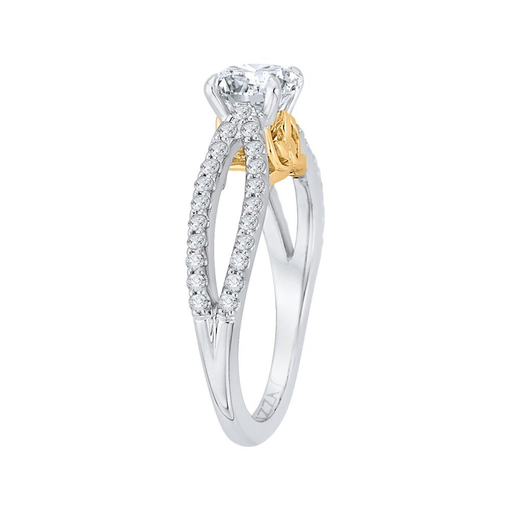 Split Shank Round Diamond Engagement Ring in 14K Two Tone Gold (Semi-Mount)