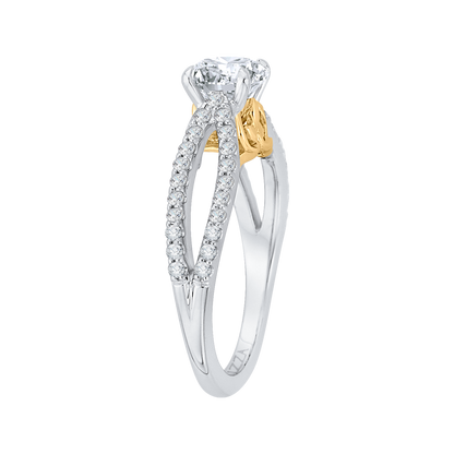 Split Shank Round Diamond Engagement Ring in 14K Two Tone Gold (Semi-Mount)