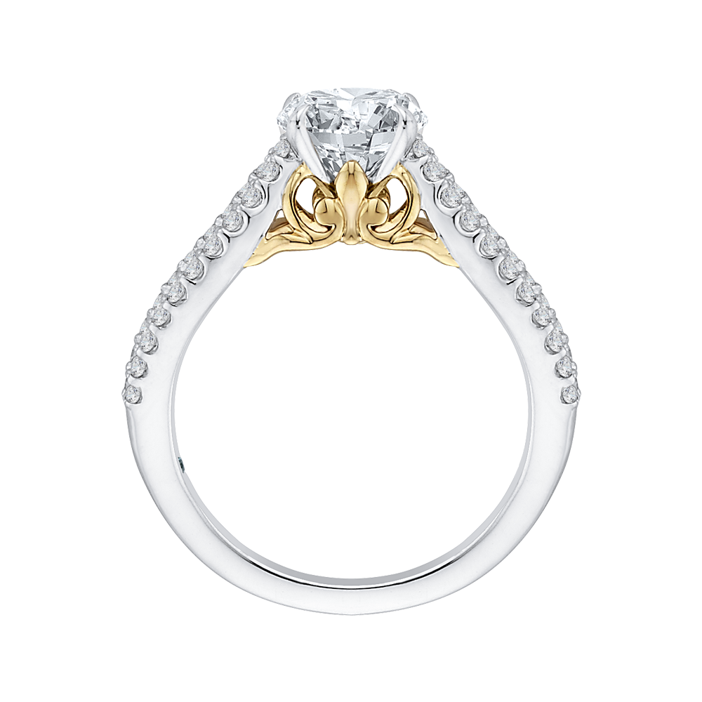 Split Shank Round Diamond Engagement Ring in 14K Two Tone Gold (Semi-Mount)