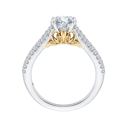 Split Shank Round Diamond Engagement Ring in 14K Two Tone Gold (Semi-Mount)