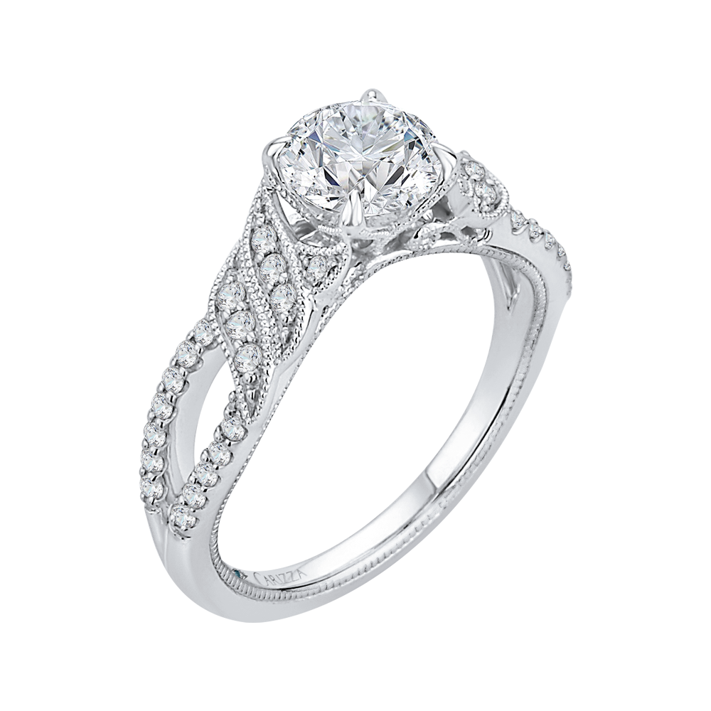 Round Diamond Engagement Ring in 14K White Gold (Semi-Mount)