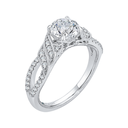 Round Diamond Engagement Ring in 14K White Gold (Semi-Mount)