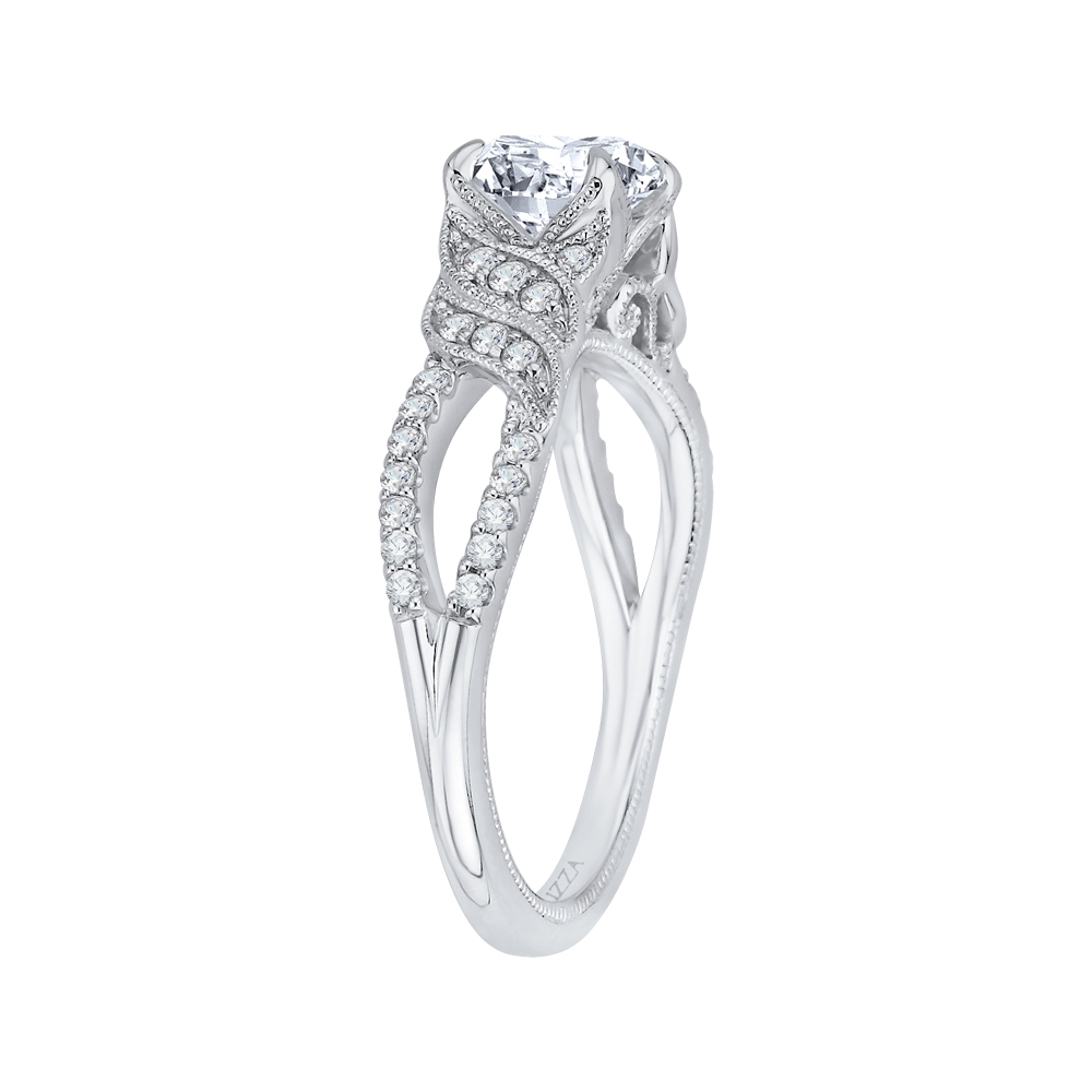 Round Diamond Engagement Ring in 14K White Gold (Semi-Mount)