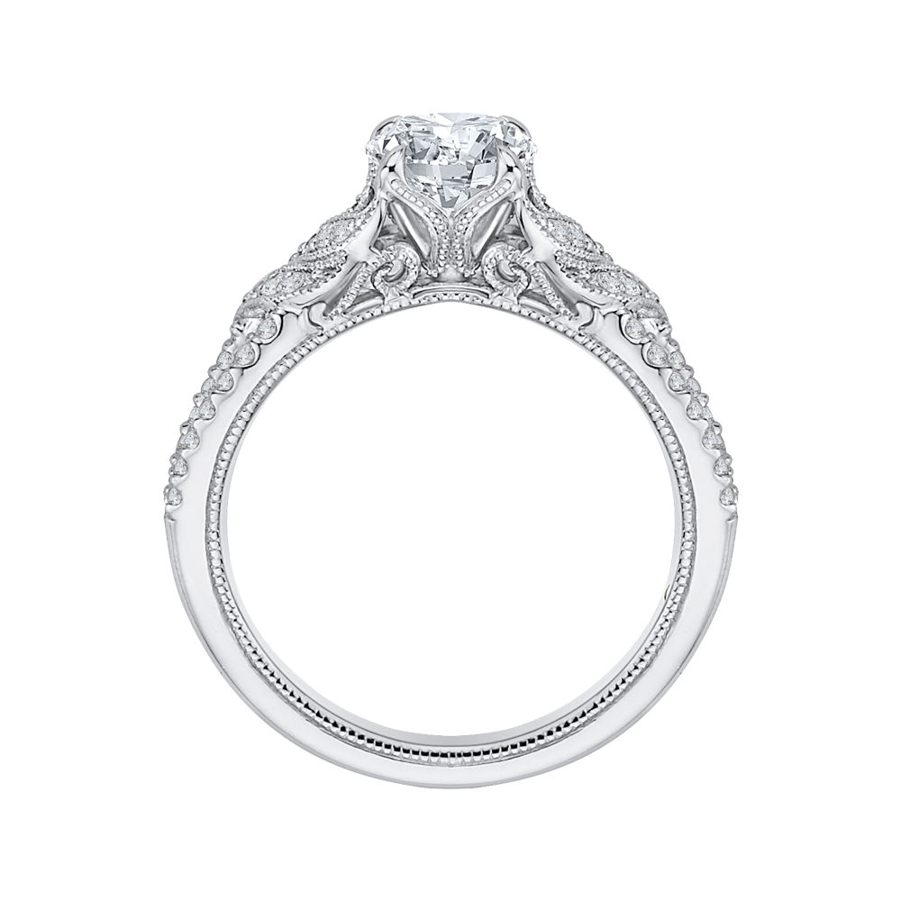 Round Diamond Engagement Ring in 14K White Gold (Semi-Mount)