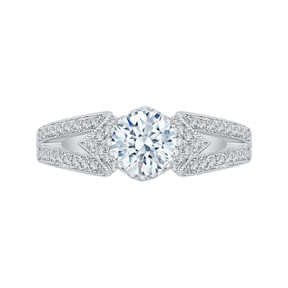 Split Shank Round Diamond Engagement Ring in 14K White Gold (Semi-Mount)