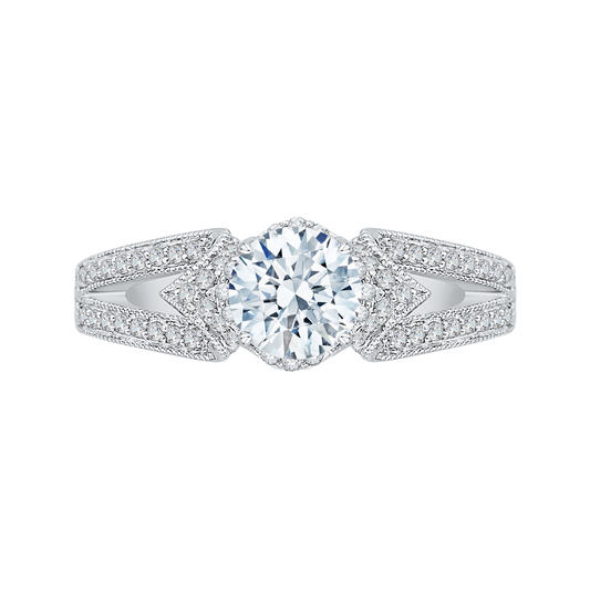 Split Shank Round Diamond Engagement Ring in 14K White Gold (Semi-Mount)