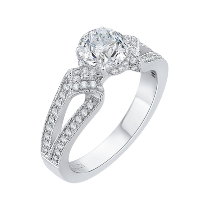 Split Shank Round Diamond Engagement Ring in 14K White Gold (Semi-Mount)