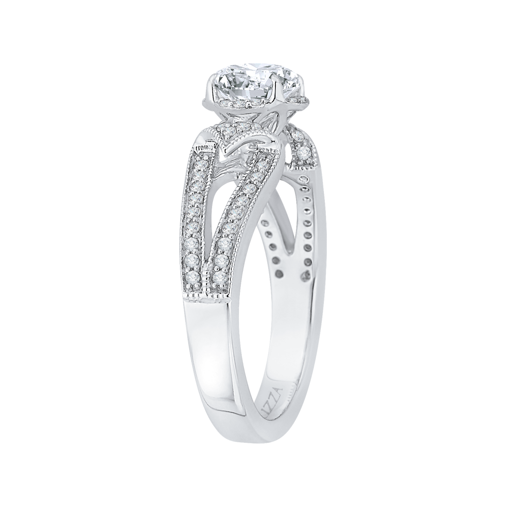 Split Shank Round Diamond Engagement Ring in 14K White Gold (Semi-Mount)