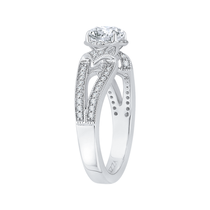 Split Shank Round Diamond Engagement Ring in 14K White Gold (Semi-Mount)