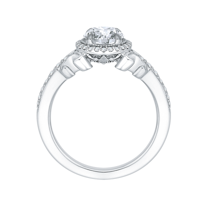 Round Diamond Halo Engagement Ring in 14K White Gold (Semi-Mount)