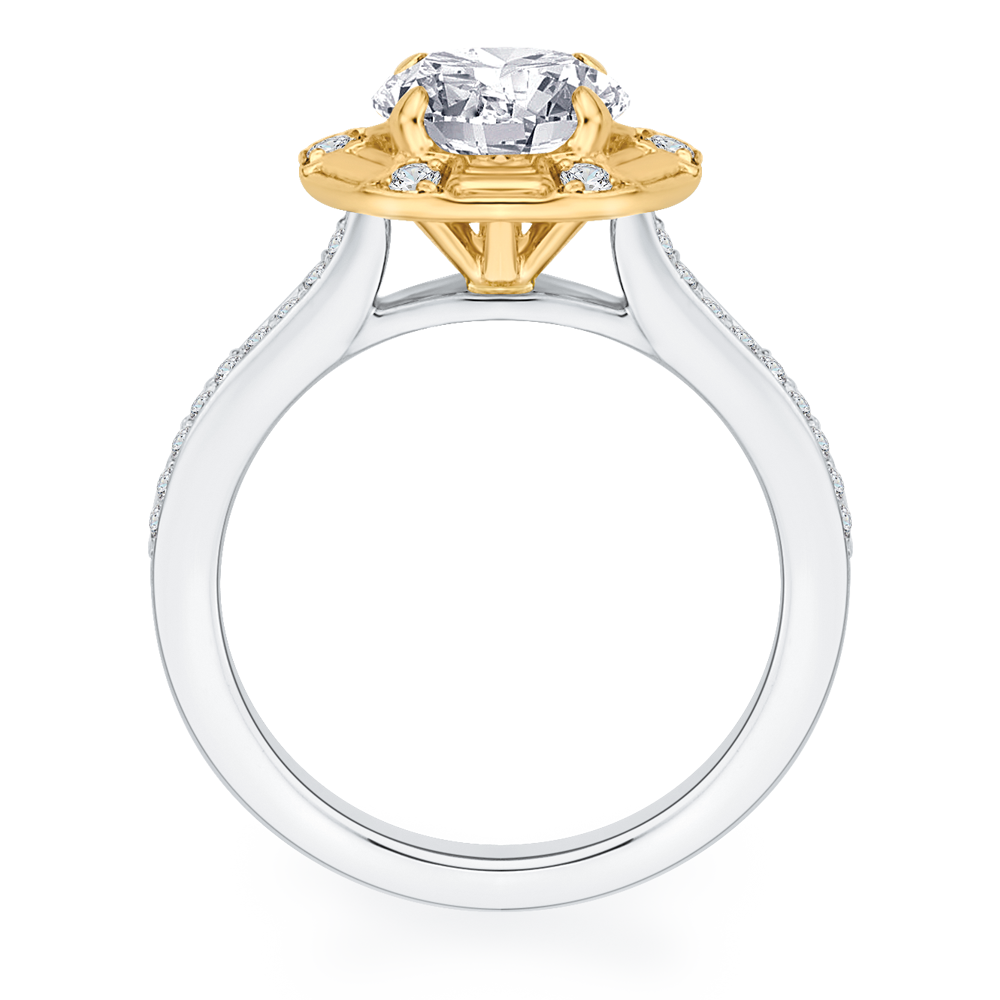 Round Diamond Cathedral Style Engagement Ring in 14K Two Tone Gold (Semi-Mount)