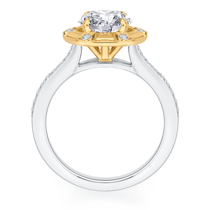 Round Diamond Cathedral Style Engagement Ring in 14K Two Tone Gold (Semi-Mount)