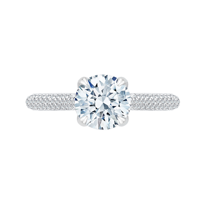 Round Diamond Cathedral Style Engagement Ring in 14K White Gold (Semi-Mount)