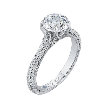 Round Diamond Cathedral Style Engagement Ring in 14K White Gold (Semi-Mount)