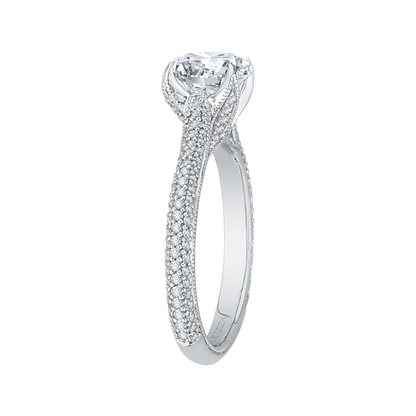 Round Diamond Cathedral Style Engagement Ring in 14K White Gold (Semi-Mount)