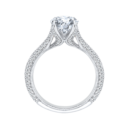 Round Diamond Cathedral Style Engagement Ring in 14K White Gold (Semi-Mount)