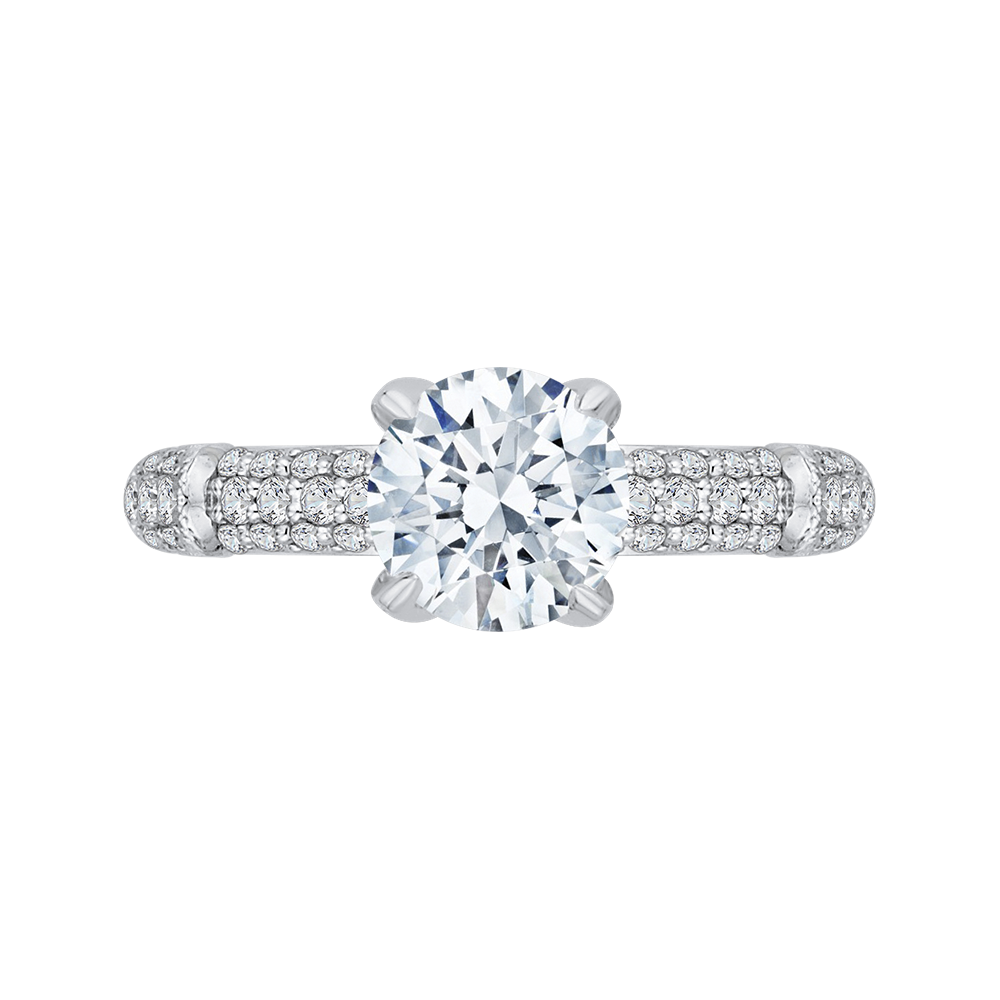 Round Diamond Cathedral Style Engagement Ring in 14K White Gold (Semi-Mount)