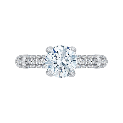 Round Diamond Cathedral Style Engagement Ring in 14K White Gold (Semi-Mount)