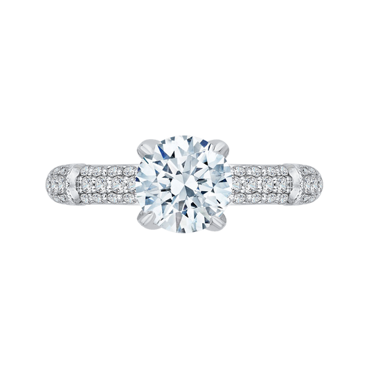 Round Diamond Cathedral Style Engagement Ring in 14K White Gold (Semi-Mount)