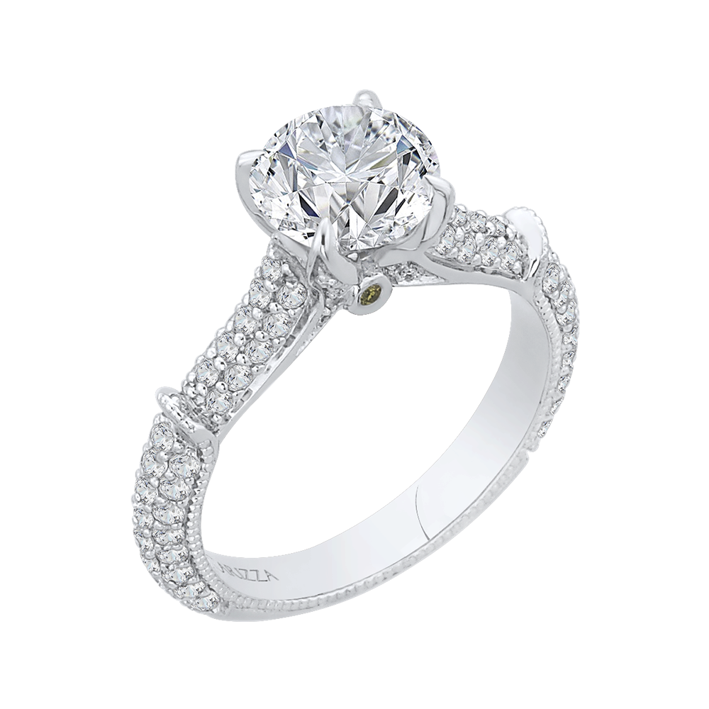 Round Diamond Cathedral Style Engagement Ring in 14K White Gold (Semi-Mount)