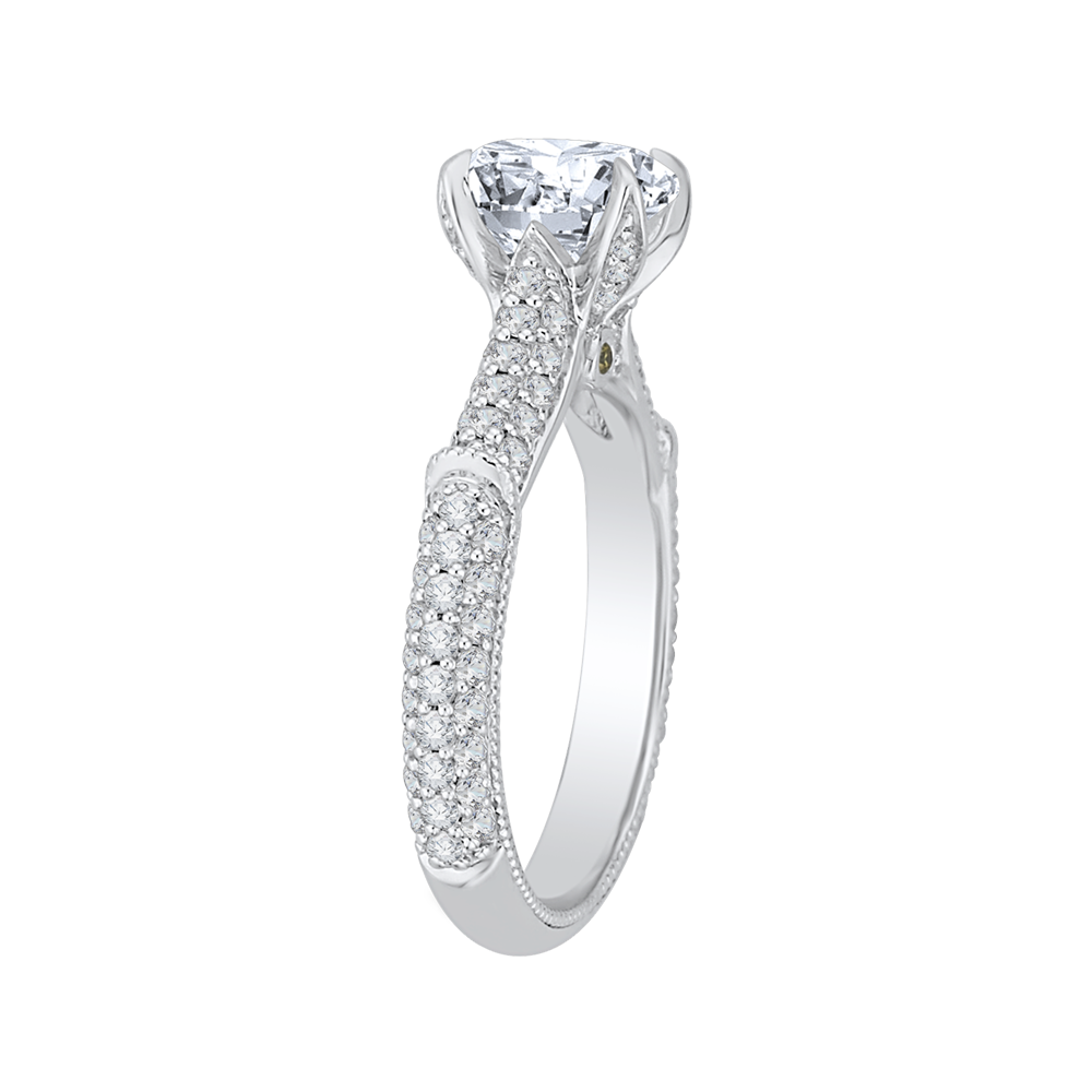 Round Diamond Cathedral Style Engagement Ring in 14K White Gold (Semi-Mount)