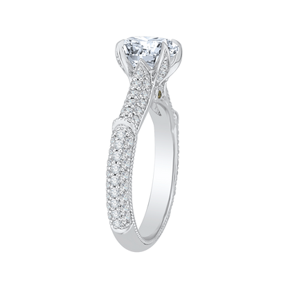 Round Diamond Cathedral Style Engagement Ring in 14K White Gold (Semi-Mount)