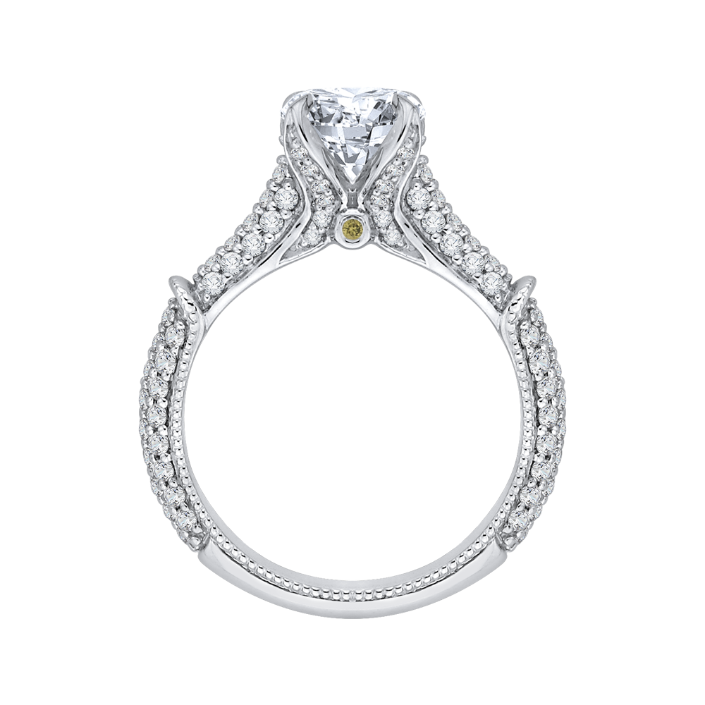 Round Diamond Cathedral Style Engagement Ring in 14K White Gold (Semi-Mount)