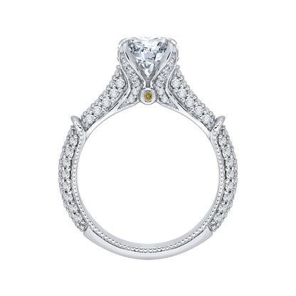 Round Diamond Cathedral Style Engagement Ring in 14K White Gold (Semi-Mount)