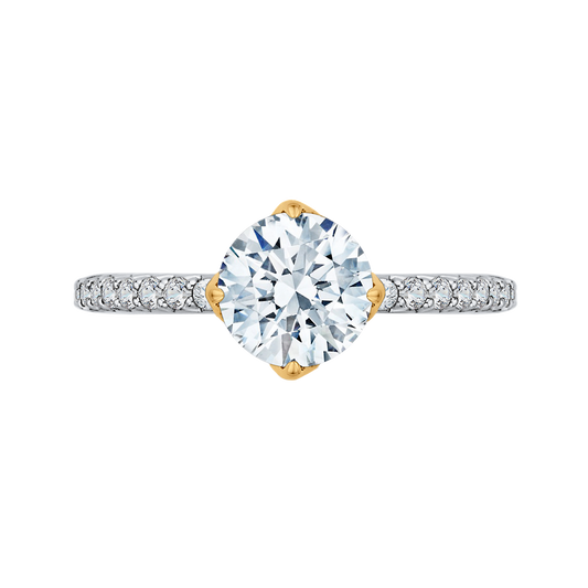 Round Diamond Floral Engagement Ring in 14K Two Tone Gold (Semi-Mount)