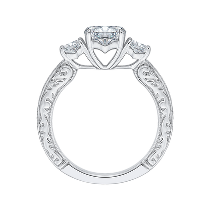 Round Diamond Three-Stone Engagement Ring in 14K White Gold (Semi-Mount)