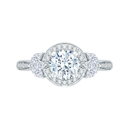 Round Diamond Halo Engagement Ring in 14K White Gold (Semi-Mount)