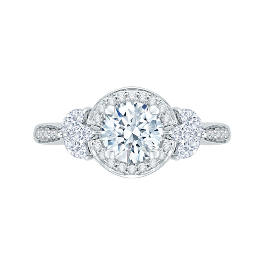 Round Diamond Halo Engagement Ring in 14K White Gold (Semi-Mount)