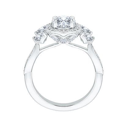 Round Diamond Halo Engagement Ring in 14K White Gold (Semi-Mount)