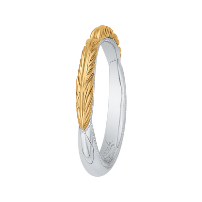 Plain Wedding Band in 14K Two Tone Gold
